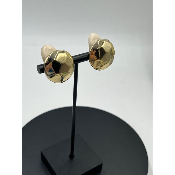 Simon Sebbag SSD 925 Vintage Hammered Round Gold Tone Clip on Earrings - Picture 2 of 9